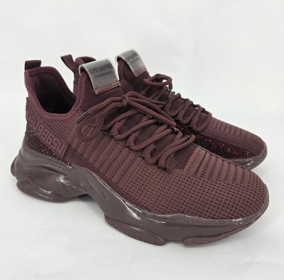 Steve Madden Shoes - Steve Madden Maxima Sneakers Burgundy Rhinestone Gum Bottom Women's Size 9.5